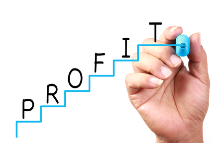 Increasing Profit concept drawn on transparent whiteboard.の写真素材