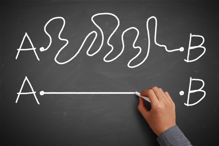 Finding the best way Concept on blackboard.の写真素材