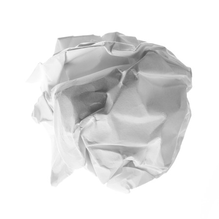 Close up of a paper ball on white backgroundの写真素材