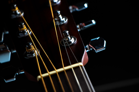 Closeup shot photo of the acoustic guitar.の写真素材