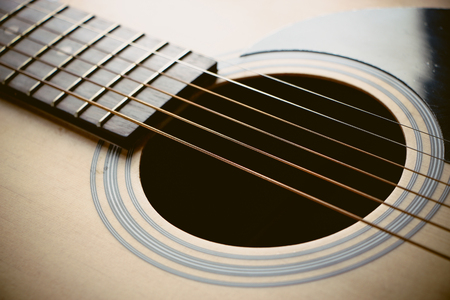 Closeup shot photo of the acoustic guitar.の写真素材