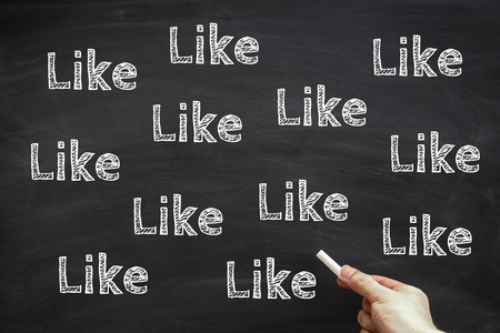 Social Media Like concept drawing on the blackboard.の写真素材