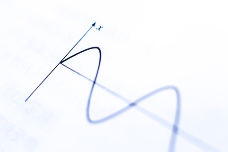 Closeup picture of wave signals on the paper.の写真素材