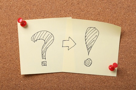 Problem and Solution concept sticky notes pinned on the corkboard.の写真素材