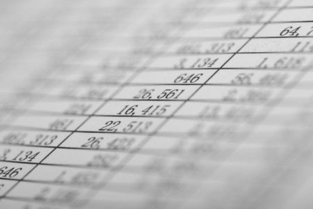Closeup shot of the numbers on the balance sheet.
