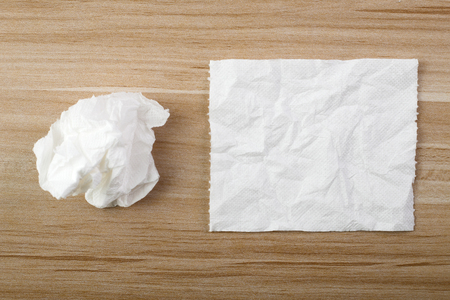 Tissue on the wooden table background.の写真素材