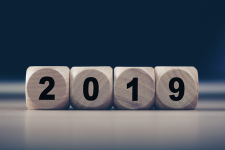 New Year 2019 blocks with copy space for your edit.の写真素材