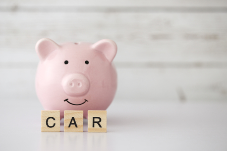 Save for car concept with blank white copy space background.の写真素材