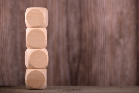 Blank wood blocks against old wooden background.の写真素材