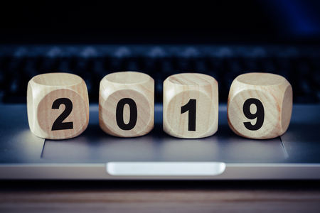 New Year 2019 blocks with copy spaceの写真素材