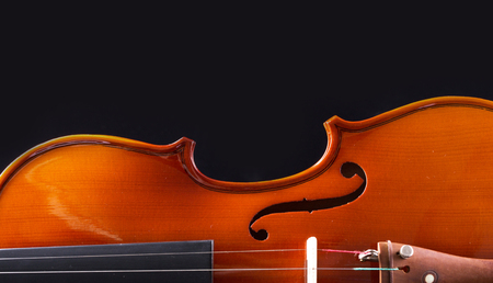 Closeup shot of violin orchestra musical instruments.の写真素材