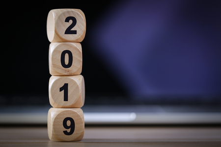 New Year 2019 blocks with copy space for your edit.の写真素材