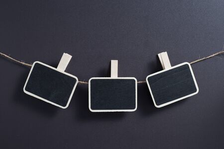 Three small blank blackboard isolated with line.の写真素材