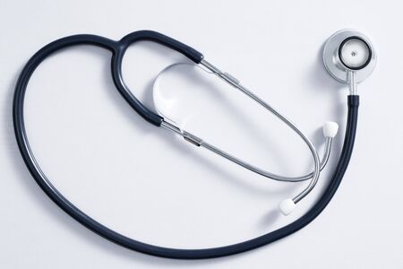 Stethoscope on white background with copy space top view.の写真素材