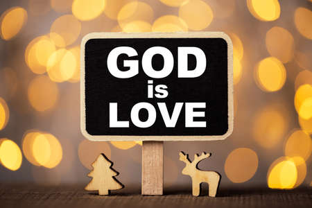 God is Love concept signboard with beautiful background.の写真素材