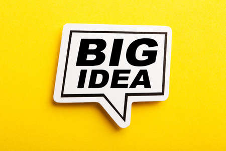 Big Idea speech bubble is isolated on yellow background.の写真素材