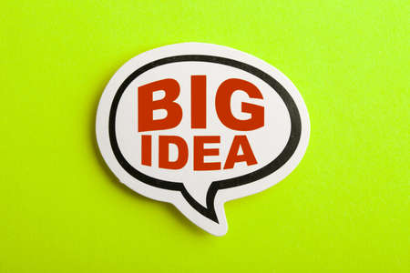 Big Idea speech bubble is isolated on yellow background.の写真素材