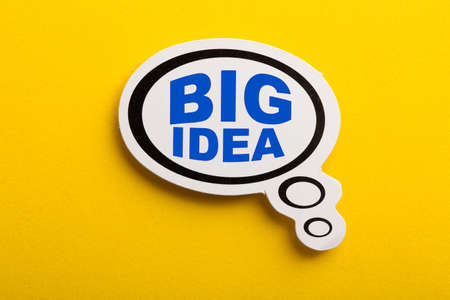 Big Idea speech bubble is isolated on yellow background.の写真素材