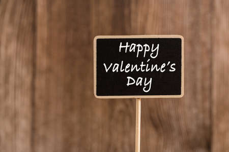 Happy Valentines Day text on blackboard sign.の写真素材