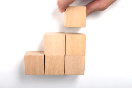 Growth blocks steps isolated on white background.の写真素材