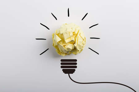 Creative idea and innovation concept with paper ball.の写真素材