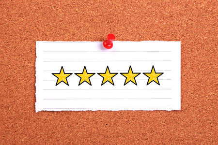 Five stars for review, increase rating or ranking, evaluation and classification concept.の写真素材