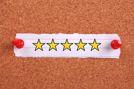 Five stars for review, increase rating or ranking, evaluation and classification concept.の写真素材
