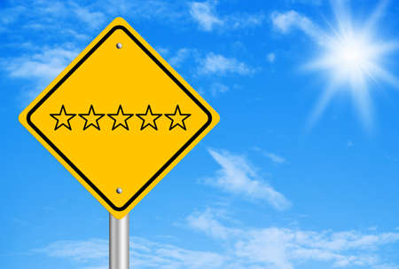 Five stars for review, increase rating or ranking, evaluation and classification concept.の写真素材
