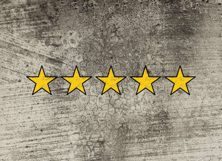 Five stars for review, increase rating or ranking, evaluation and classification concept.の写真素材