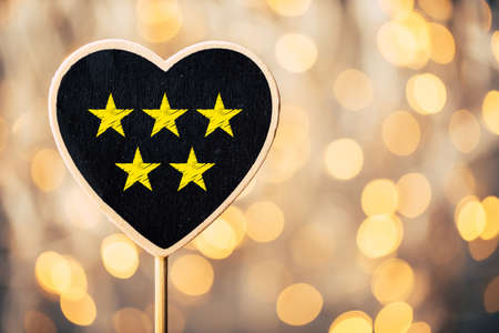 Five yellow stars concept black sign billboard isolated.の写真素材