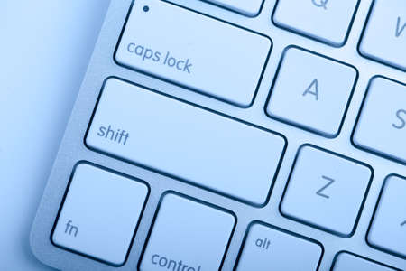 Closeup shot of keyboard with blue color.の写真素材
