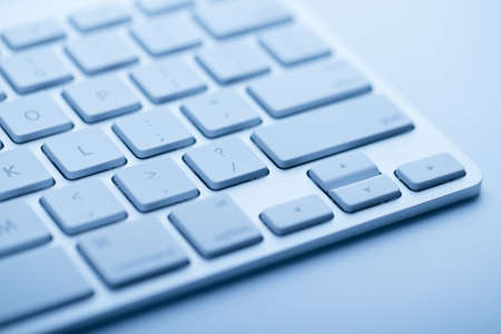 Closeup shot of keyboard with blue color.の写真素材