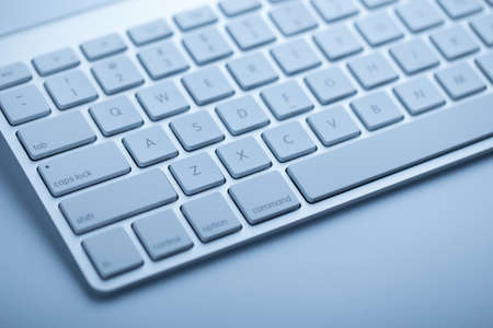 Closeup shot of keyboard with blue color.の写真素材