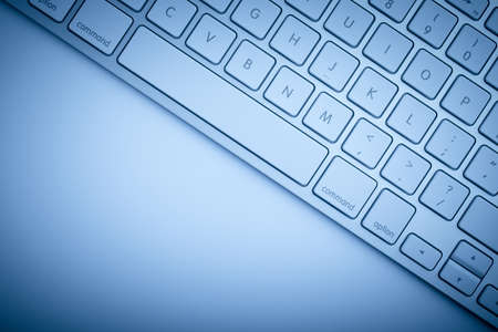 Closeup shot of keyboard with blue color.の写真素材