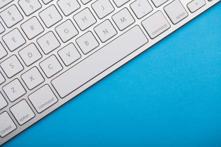 Top view of white keyboard with blank copy space.の写真素材