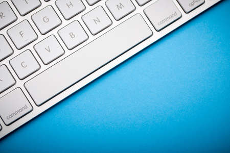 Top view of white keyboard with blank copy space.の写真素材