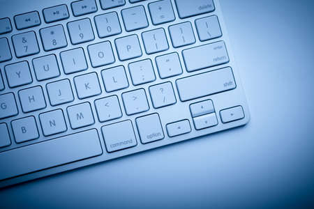 Closeup shot of keyboard with blue color.の写真素材