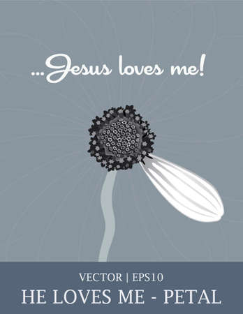 Jesus He loves me daisy flower petal Bible のイラスト素材