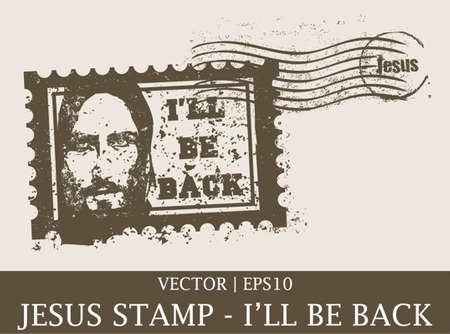 Jesus grunge vintage postage stamp Christian Bible vector | EPS10のイラスト素材