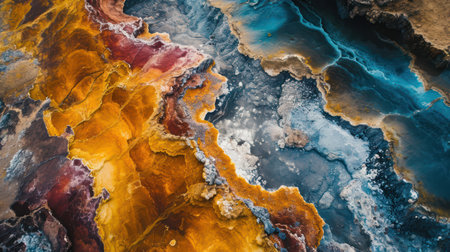 sprawling, multicolored mineral deposit, colorful abstract background.の素材