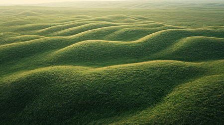 Beautiful landscape of green hills and meadows.の素材