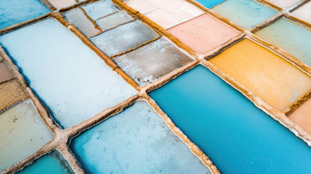Aerial view of geometric salt pansの素材