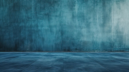 Blue concrete wall and floor as a background.の素材