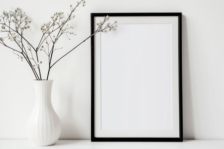 Mock up poster frame in modern interior backgroundの素材