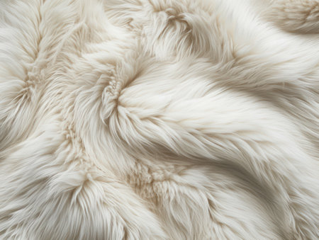 White fur texture background. Close up of natural white fur texture.の素材