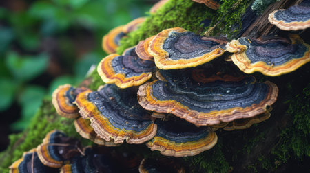 Diverse textures and colors of Mushroom. Trametes versicolor (Trametes versicolor)の素材