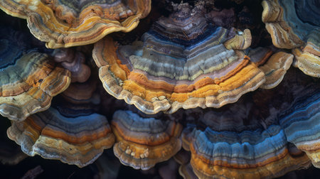 Diverse textures and colors of fungus. Lingzhi mushroom, Ganoderma Lucidum.の素材