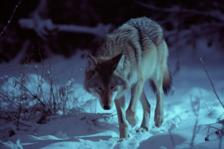 Gray wolf (Canis lupus) in winter forest.の素材