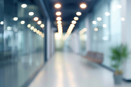 Blurred image of modern office lobby with bokeh light.の素材