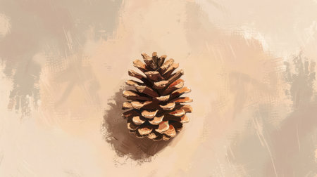 Pine cone on pastel background. Flat lay, top view.の素材